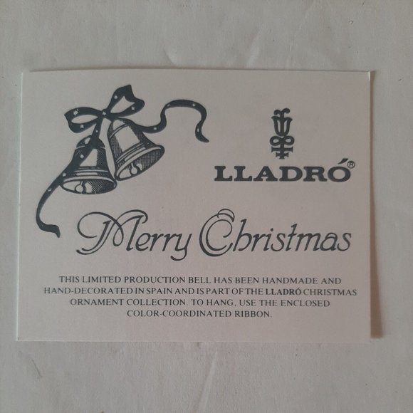 Lladro Collectors Society Christmas Bell Dated 1989 White Beige 5.616 - Picture 2 of 10